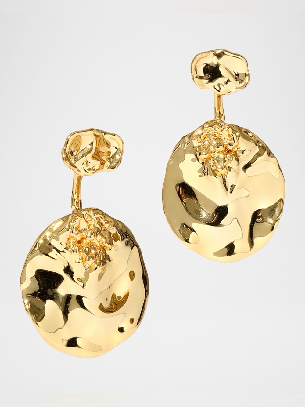 Alexis Bittar Brut Gold Coin Front Back Earrings